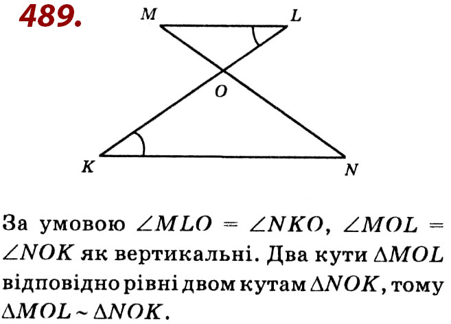 Завдання № 489 - Розділ 2. Подібність трикутників - ГДЗ Геометрія 8 клас О.С. Істер 2021 