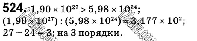 Завдання № 524 - § 11. Стандартний вигляд числа - Розділ 1. Раціональні вирази - ГДЗ Алгебра 8 клас Г.П. Бевз, В.Г. Бевз 2021 