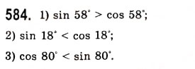 Завдання № 584 - Властивості і графіки функцій y=sinx та y=cosx - ГДЗ Алгебра 10 клас А.Г. Мерзляк, Д.А. Номіровський, В.Б. Полонський, М.С. Якір 2010 - Академічний рівень