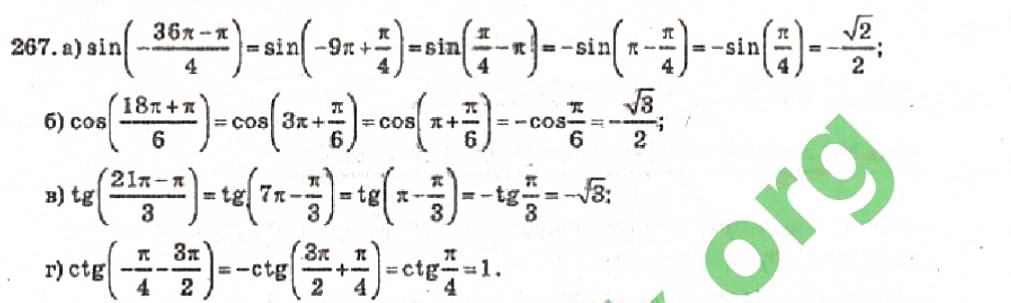 Завдання № 267 - Розділ 2. Перетворення тригонометричних функцій - ГДЗ Алгебра 10 клас В.Р. Кравчук 2010 - Академічний рівень