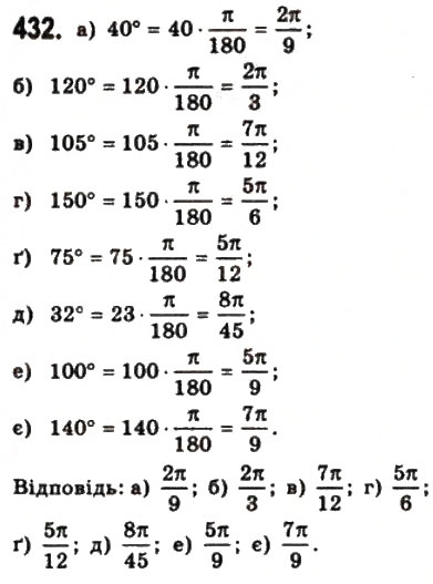 Завдання № 432 - § 11. Тригонометричні функції числового аргументу - ГДЗ Математика 10 клас Г.П. Бевз, В.Г. Бевз 2011 - Рівень стандарту