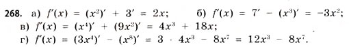 Завдання № 268 - § 8. Диференціювання функцій - ГДЗ Математика 11 клас Г.П. Бевз, В.Г. Бевз 2011 - Рівень стандарту