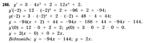 Завдання № 288 - § 8. Диференціювання функцій - ГДЗ Математика 11 клас Г.П. Бевз, В.Г. Бевз 2011 - Рівень стандарту