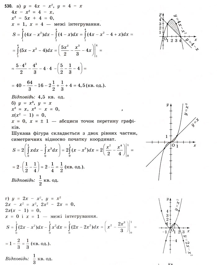 Завдання № 530 - § 15. Інтеграл - ГДЗ Математика 11 клас Г.П. Бевз, В.Г. Бевз 2011 - Рівень стандарту