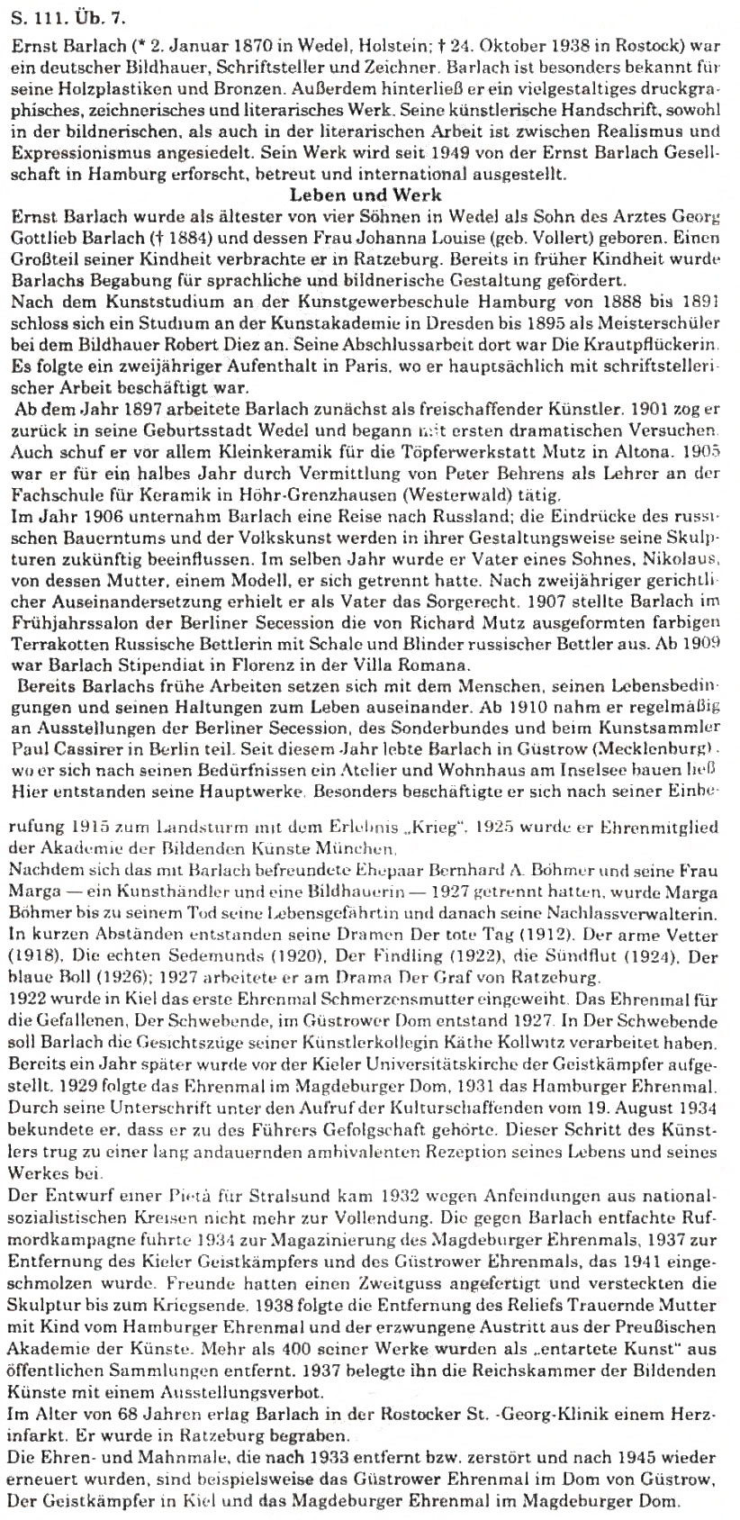 Завдання № 7 - Bedeutende Kunstler und ihr Schaffen - ГДЗ Німецька мова 11 клас Н.П. Басай 2011 - 10 рік навчання
