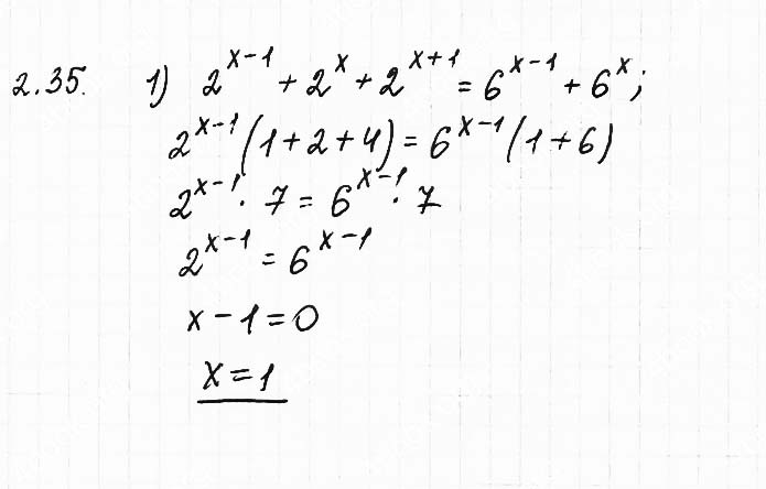 Завдання №  2.35 - 2. Показникові рівняння - АЛГЕБРА: Розділ 1. Показникова та логарифмічна функції - ГДЗ Математика 11 клас О. С. Істер 2019 
