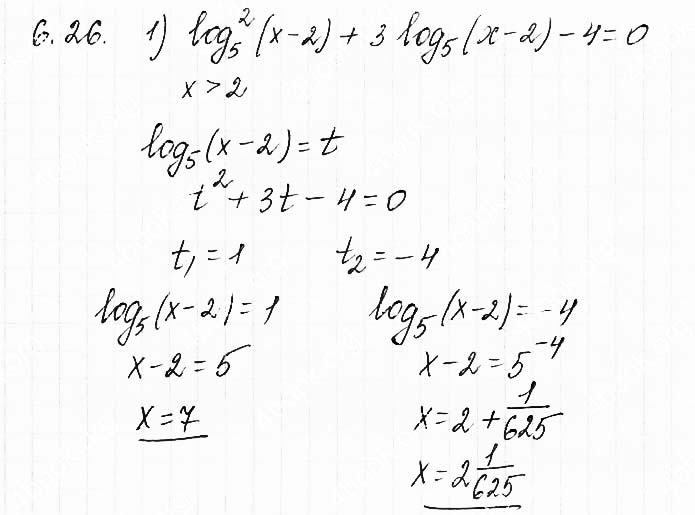 Завдання №  6.26 (1) - 6. Логарифмічні рівняння - АЛГЕБРА: Розділ 1. Показникова та логарифмічна функції - ГДЗ Математика 11 клас О. С. Істер 2019 