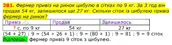Завдання №  381 - Відповіді до вправ - ЧАСТИНА 1 - ГДЗ Математика 3 клас Г.П. Лишенко 2020 - (1, 2 частина)