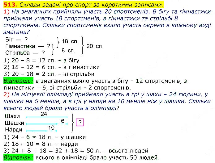 Завдання №  513 - Відповіді до вправ - ЧАСТИНА 2 - ГДЗ Математика 3 клас Г.П. Лишенко 2020 - (1, 2 частина)