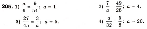 Завдання № 205 - 7. Основна властивість дробу - ГДЗ Математика 6 клас А.Г. Мерзляк, В.Б. Полонський, М.С. Якір 2006