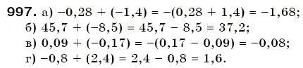 Завдання № 997 - § 30. Додавання раціональних чисел - ГДЗ Математика 6 клас Г.П. Бевз, В.Г. Бевз 2006