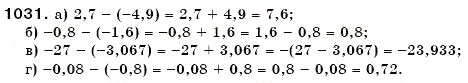 Завдання № 1031 - § 31. Віднімання раціональних чисел - ГДЗ Математика 6 клас Г.П. Бевз, В.Г. Бевз 2006