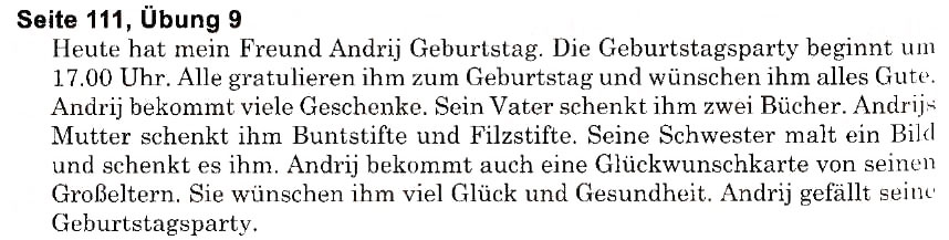 Завдання № s111u9 - Feste und Traditionen (Stunden 1-10) - ГДЗ Німецька мова 6 клас Н.П. Басай 2006
