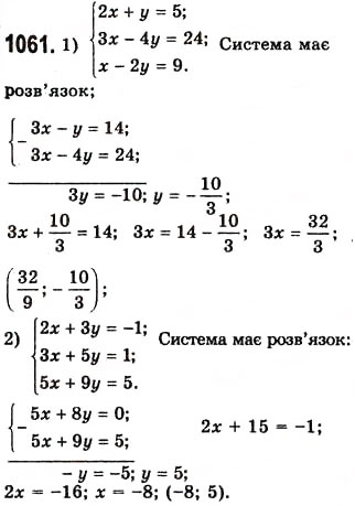 Завдання № 1061 - 28. Розв’язування систем лінійних рівнянь методом додавання - ГДЗ Алгебра 7 клас А.Г. Мерзляк, В.Б. Полонський, М.С. Якір 2008