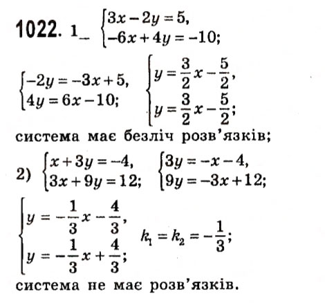 Завдання № 1022 - Розділ 3. Лінійні рівняння та їх функції - ГДЗ Алгебра 7 клас О.С. Істер 2015
