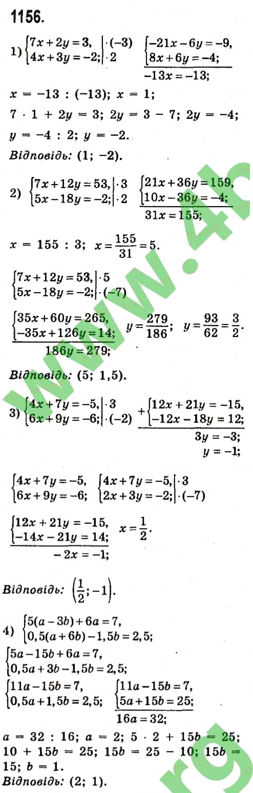 Завдання № 1156 - Розділ 3. Лінійні рівняння та їх функції - ГДЗ Алгебра 7 клас О.С. Істер 2015