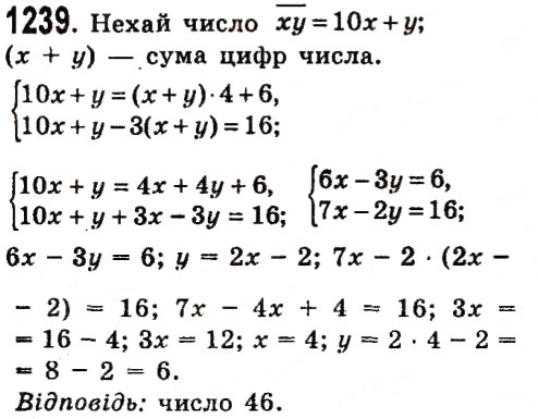 Завдання № 1239 - Розділ 3. Лінійні рівняння та їх функції - ГДЗ Алгебра 7 клас О.С. Істер 2015