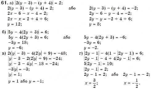 Завдання № 61 - 3. Лінійні рівняння з однією змінною - ГДЗ Алгебра 7 клас Г.М. Янченко, В.Р. Кравчук 2008