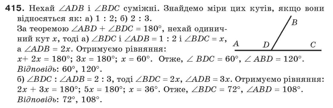 Завдання № 415 - § 13. Рівнобедрений трикутник - ГДЗ Геометрія 7 клас Г.П. Бевз, В.Г. Бевз, Н.Г. Владімірова 2007