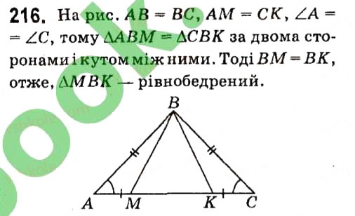 Завдання № 216 - § 2. Трикутники - ГДЗ Геометрія 7 клас А.Г. Мерзляк, В.Б. Полонський, М.С. Якір 2015
