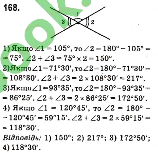 Завдання № 168 - Розділ 2. Взаємне розміщення прямих на площині - ГДЗ Геометрія 7 клас М.I. Бурда, Н.А. Тарасенкова 2015