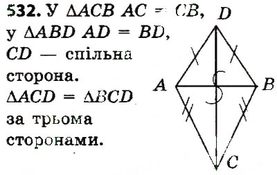Завдання № 532 - Розділ 3. Трикутники. Ознаки рівності трикутників - ГДЗ Геометрія 7 клас О.С. Істер 2015