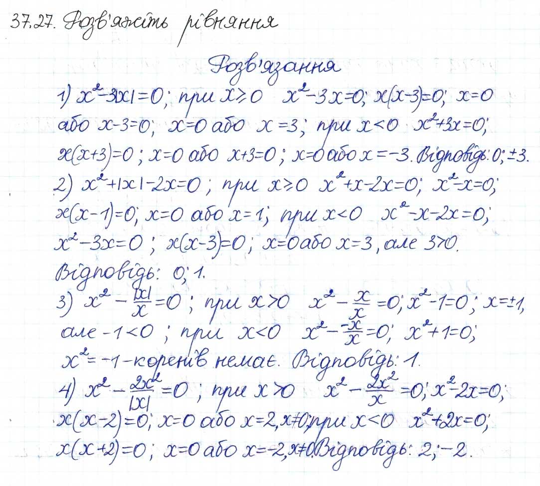 Завдання № 27 - 37. Квадратні рівняння - ГДЗ Алгебра 8 клас А.Г. Мерзляк, В.Б. Полонський, M.С. Якір 2016 - Поглиблений рівень вивчення