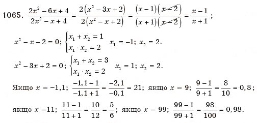 Завдання № 1065 - § 22. Квадратний тричлен - ГДЗ Алгебра 8 клас Г.П. Бевз, В.Г. Бевз 2008