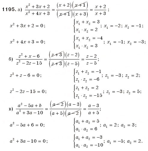 Завдання № 1195 - Квадратні рівняння - ГДЗ Алгебра 8 клас Г.П. Бевз, В.Г. Бевз 2008