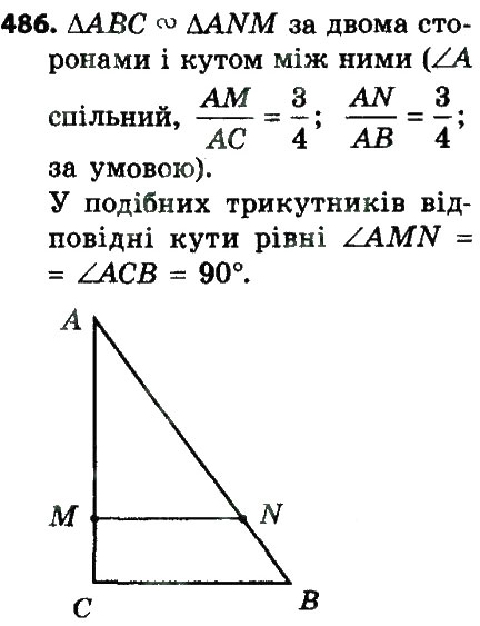 Завдання № 486 - Розділ 2. Подібність трикутників - ГДЗ Геометрія 8 клас О.С. Істер 2016