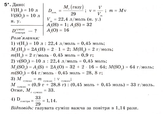 Завдання № 5 - § 4. Відносна густина газів. Обчислення відносної густини газів - ГДЗ Хімія 8 клас О.Г. Ярошенко 2008