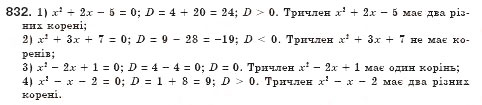 Завдання № 832 - § 24. Квадратний тричлен, його корені. Розкладання квадратного тричлена на лінійні множники (Уроки 56-58) - ГДЗ Алгебра 8 клас О.С. Істер 2008