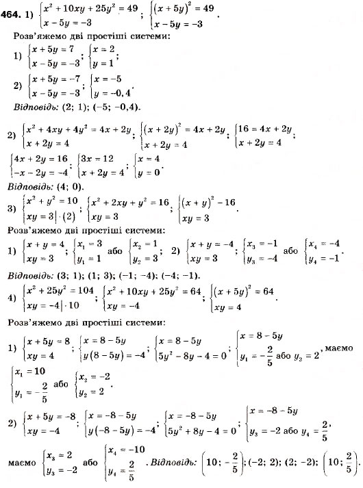 Завдання № 464 - 13. Системи рівнянь із двома змінними - ГДЗ Алгебра 9 клас А.Г. Мерзляк, В.Б. Полонський, М.С. Якір 2009