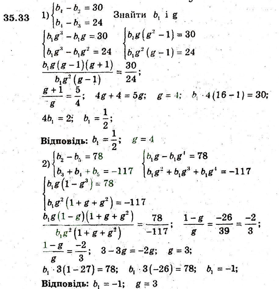 Завдання № 33 - 35. Геометрична прогресія - ГДЗ Алгебра 9 клас А.Г. Мерзляк, В.Б. Полонський, М.С. Якір 2009 - Поглиблений рівень вивчення