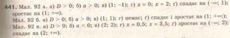 Завдання № 441 - § 11. Квадратична функція - ГДЗ Алгебра 9 клас Г.П. Бевз, В.Г. Бевз 2009