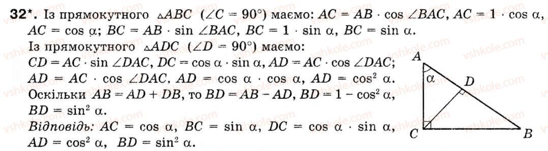 Завдання № 32 - § 1. Синус, косинус і тангенс кутів від 0° до 180° - ГДЗ Геометрія 9 клас М.І. Бурда, Н.А. Тарасенкова 2009