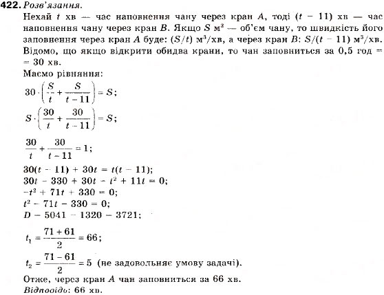 Завдання № 422 - 15. Системи рівнянь із двома змінними - ГДЗ Алгебра 9 клас В.Р. Кравчук, Г.М. Янченко, М.В. Підручна 2009