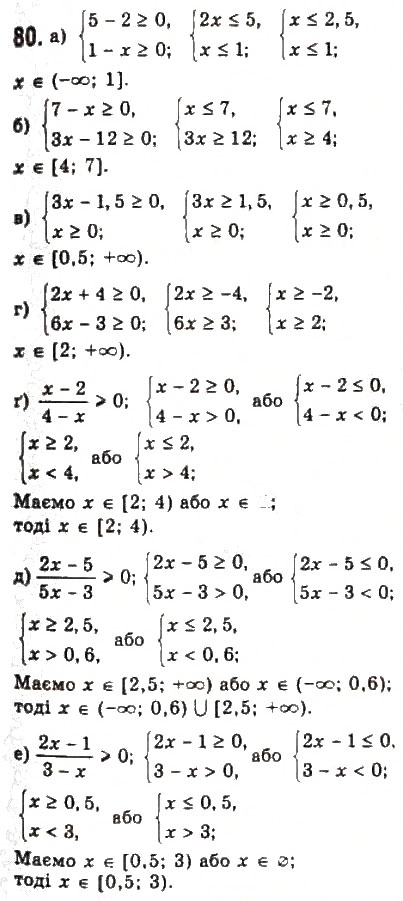 Завдання № 80 - § 2. Нерівності зі змінними - ГДЗ Алгебра 9 клас Ю.І. Мальований, Г.М. Литвиненко, Г.М. Возняк 2009