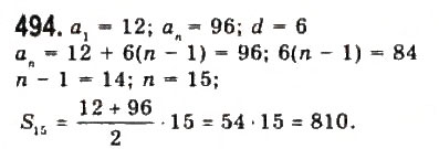 Завдання № 494 - § 10. Арифметична прогресія - ГДЗ Алгебра 9 клас Ю.І. Мальований, Г.М. Литвиненко, Г.М. Возняк 2009