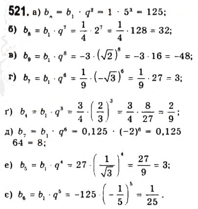 Завдання № 521 - § 11. Геометрична прогресія - ГДЗ Алгебра 9 клас Ю.І. Мальований, Г.М. Литвиненко, Г.М. Возняк 2009