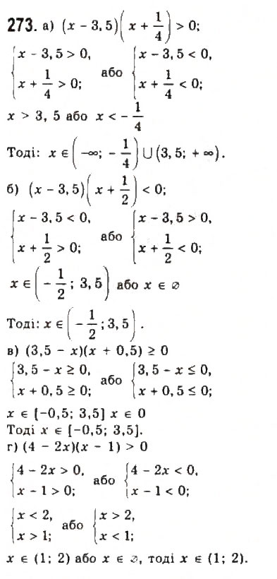 Завдання № 273 - § 5. Розв’язування нерівностей другого степеня з однією змінною - ГДЗ Алгебра 9 клас Ю.І. Мальований, Г.М. Литвиненко, Г.М. Возняк 2009